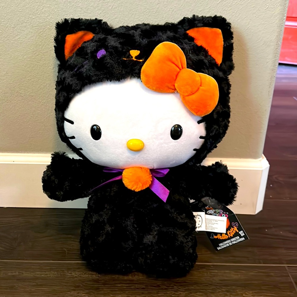 NWT Hello Kitty Black Cat Halloween Greeter 16" Gemmy industries